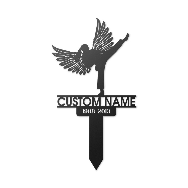Karate Girl Grave Marker Metal Garden Stake Karate Girl Grave Marker Metal Garden Stake