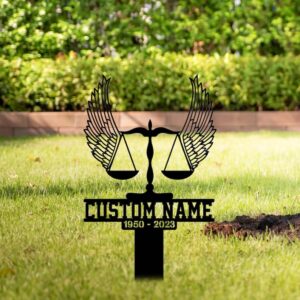 Lawyer With Wings Metal Grave Marker Garden Stake