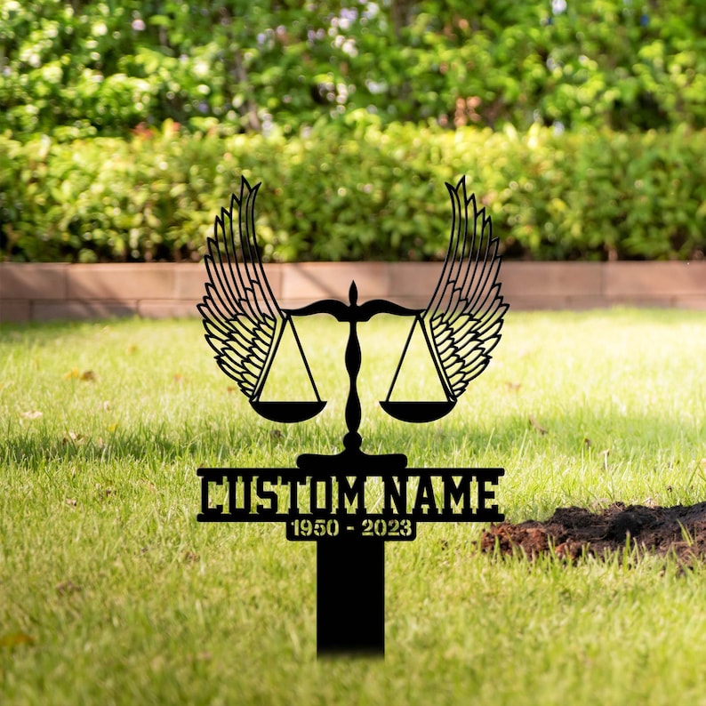 Lawyer With Wings Metal Grave Marker Garden Stake Lawyer With Wings Metal Grave Marker Garden Stake