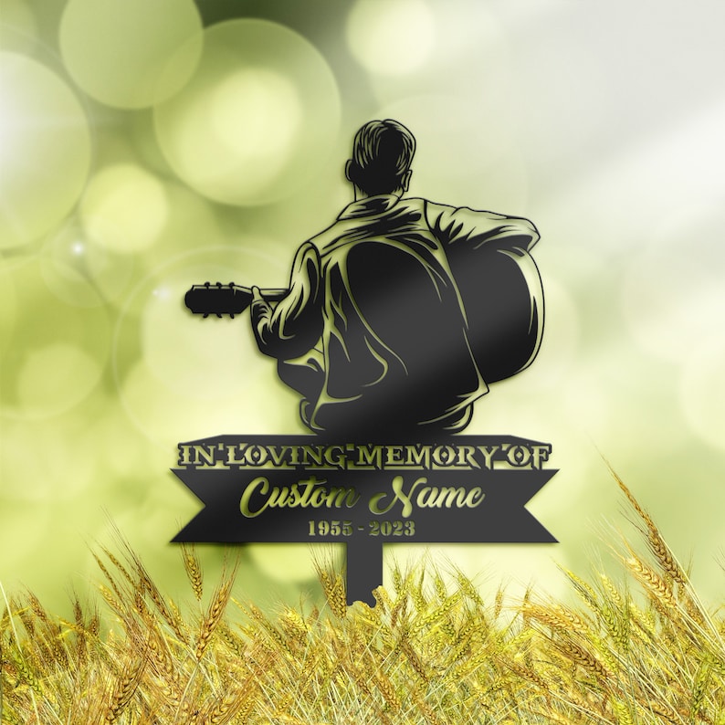 Personalized Guitarist Grave Marker Garden Stake Personalized Guitarist Grave Marker Garden Stake