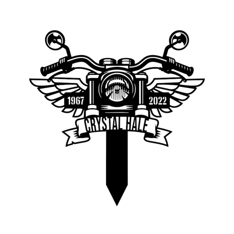 Motorcycle with Wings Rider Grave Marker Garden Stake Motorcycle with Wings Rider Grave Marker Garden Stake