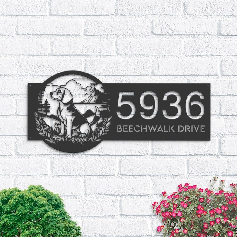 Personalized Beagle Custom Metal Address Sign