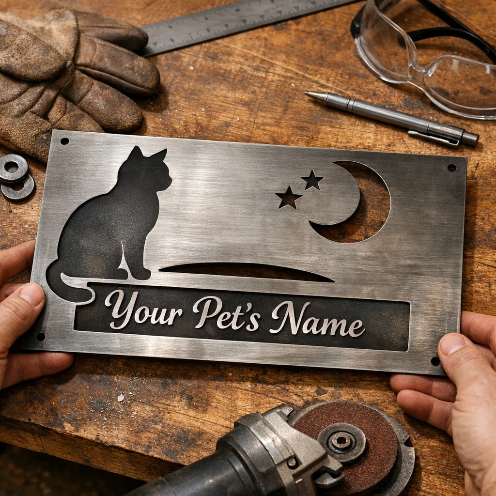 Personalized Cat Memorial Gifts Made by Hand 2 laser cut metal sign process for personalized cat memorial gifts