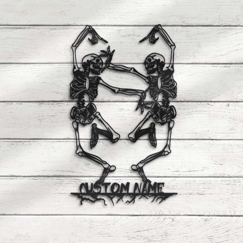 Personalized Couple Skeleton Dancer Metal Sign