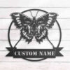 Personalized Emo Goth Butterfly Skull Metal Sign