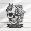 Personalized Floral Sugar Skull Metal Wall Art