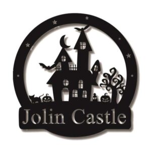 Personalized Halloween Castle House Metal Sign