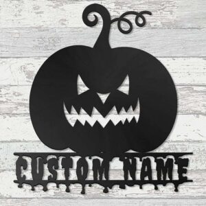 Personalized Horror Pumpkin Metal Sign for Halloween
