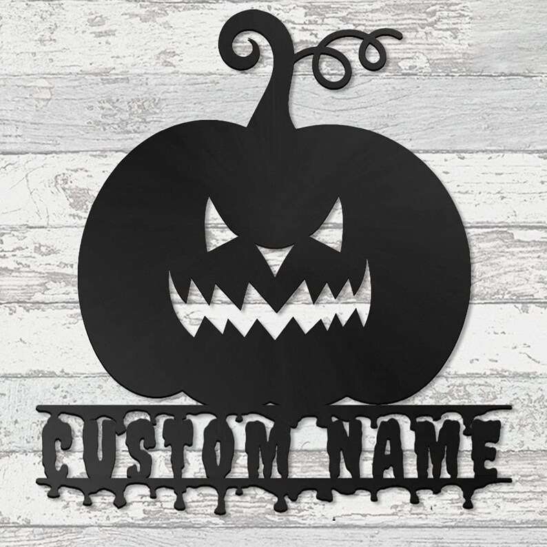 Personalized Horror Pumpkin Metal Sign for Halloween