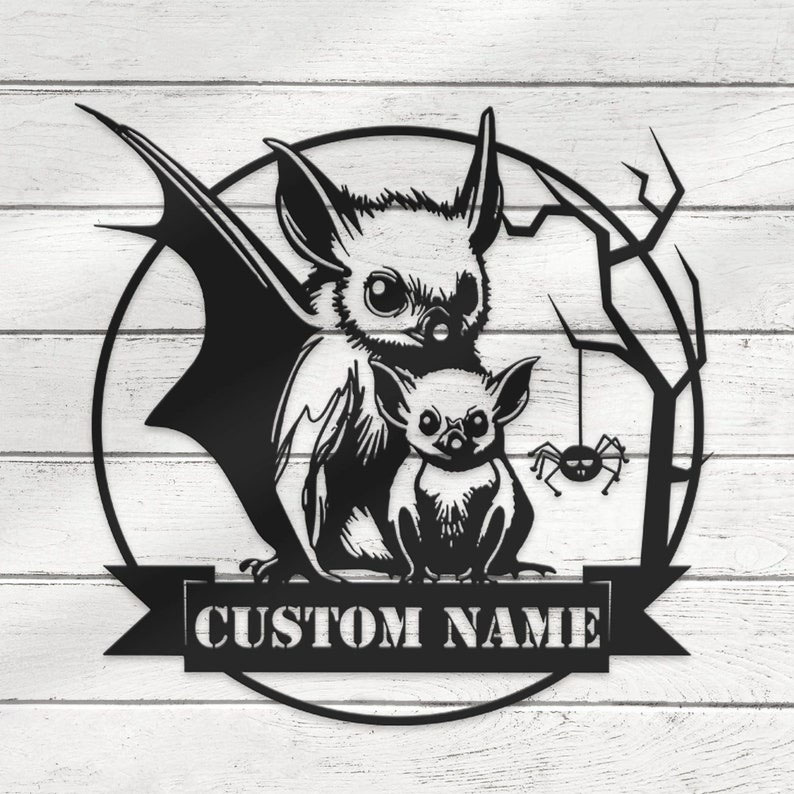 Personalized Mom Bat Metal Wall Art Halloween Decor