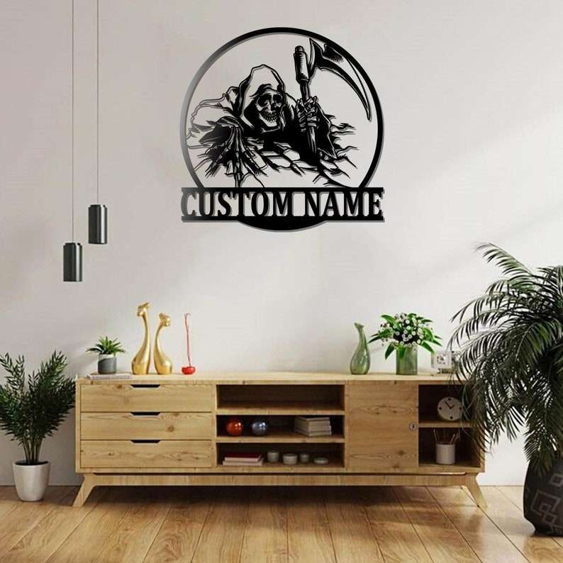 Personalized Skull Ripper Metal Sign for Halloween
