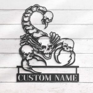 Personalized Skull Scorpion Metal Wall Art