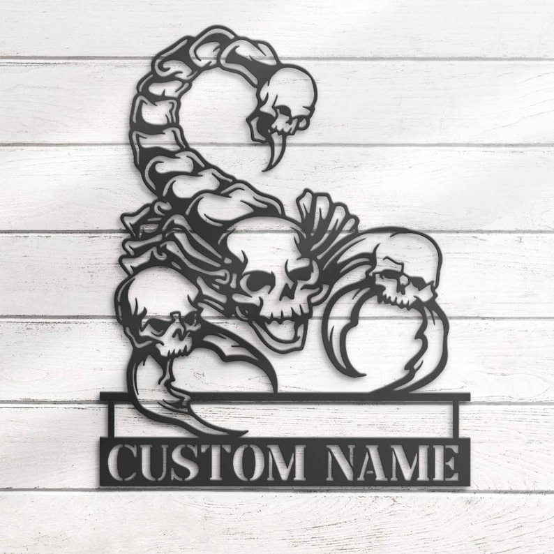 Personalized Skull Scorpion Metal Wall Art