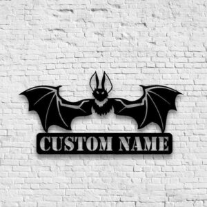 Personalized Spooky Bat Metal Sign Halloween Decor