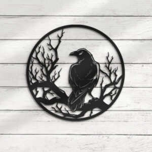 Personalized Spooky Crow Moon Metal Wall Art