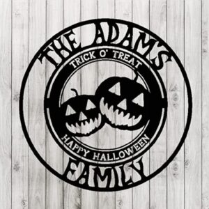 Personalized Trick or Treat Pumpkin Metal Wall Art