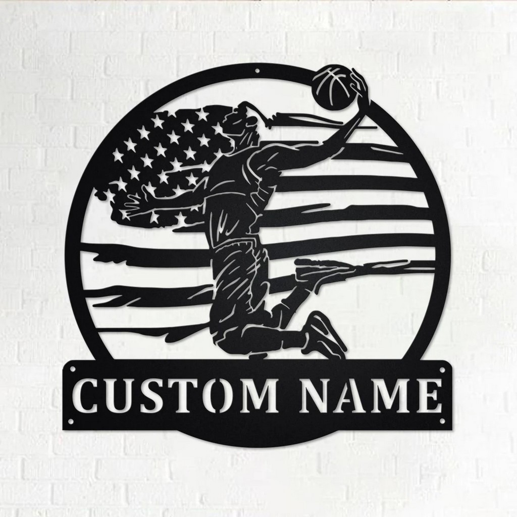 Personalized US Basketball Player Metal Wall Art Sign