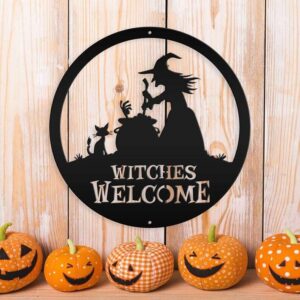 Personalized Witches Welcome Metal Sign