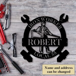 Personalized Ironworker Metal Sign for Welder Workshop