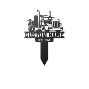 Semi Truck Driver Dad Memorial Garden Stake – Powder-Coated Steel
