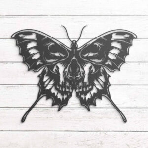 Skeleton Butterfly Skull Metal Wall Art