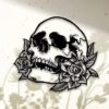 Skull Rose Flower Halloween Metal Wall Art