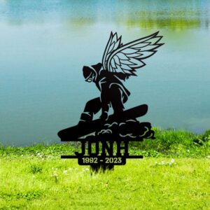 Snowboarder with Wings Memorial Garden Stake – Powder-Coated Steel