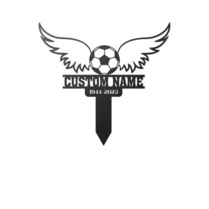 Soccer Ball with Wings Memorial Garden Stake for Grave Marker