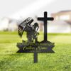Soldier Kneeling at Cross Veteran Grave Marker