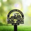 Tractor Farmer Grave Marker Metal Garden Stake