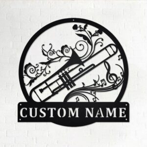 Personalized Trombone Metal Name Sign for Music Room Decor