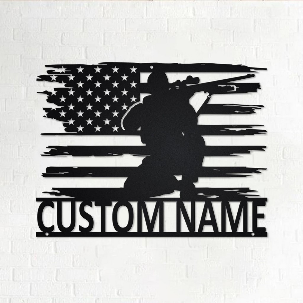 Personalized US Soldier Veteran Metal Wall Art Sign