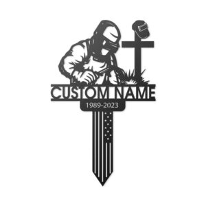 Welder Grave Marker Metal Garden Stake – Powder-Coated Steel