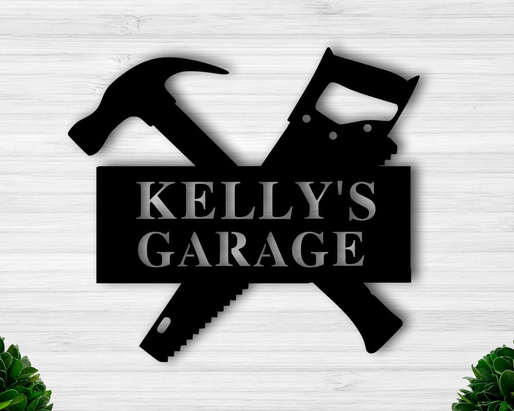 Personalized Wood Workshop Metal Name Sign for Dad