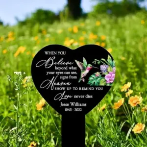Personalized Floral Hummingbird Memorial Sign