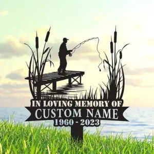 Personalized Bass Fishing Memorial Stake