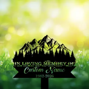 Personalized Mountain Landscape Memorial Sign