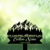 11b Black silhouette memorial sign with mountain and pine trees reading "In Loving Memory of" and placeholder "Custom Name" with dates 1982-2026 on a soft green grassy background