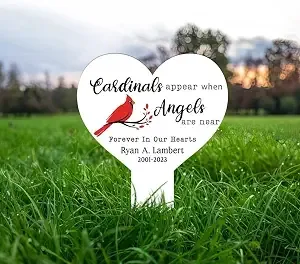 Personalized Cardinal Cross Memorial Stake