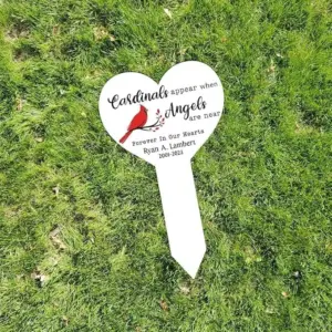 Personalized Cardinal Cross Memorial Stake