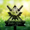 Black memorial sign with crossed katanas and floral motif reading “IN LOVING MEMORY OF” and placeholder “Custom Name 1982-2026” against sunny grassy background
