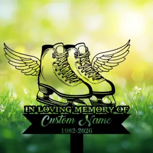 custom ice skating memorial garden stake — personalized skater name & dates
