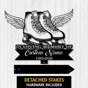 custom ice skating memorial garden stake — personalized skater name & dates