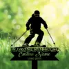 Silhouette of a skier with poles above a memorial plaque reading "IN LOVING MEMORY OF Custom Name 1986-2026" on a green bokeh background with grass