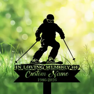 Personalized Skiing Memorial Garden Stake