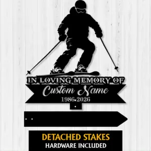 Personalized Skiing Memorial Garden Stake