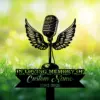 18-1 Black vintage microphone with wings over grassy field and daisies, banner reading "IN LOVING MEMORY OF Custom Name 1982-2026"