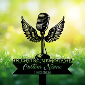 Personalized Microphone Memorial Garden Stake