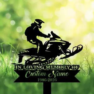 Personalized Snowmobile Memorial Garden Stake