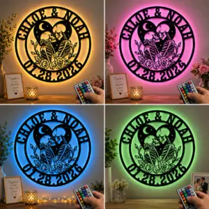Personalized Skeleton Couple Kissing Metal Wall Sign